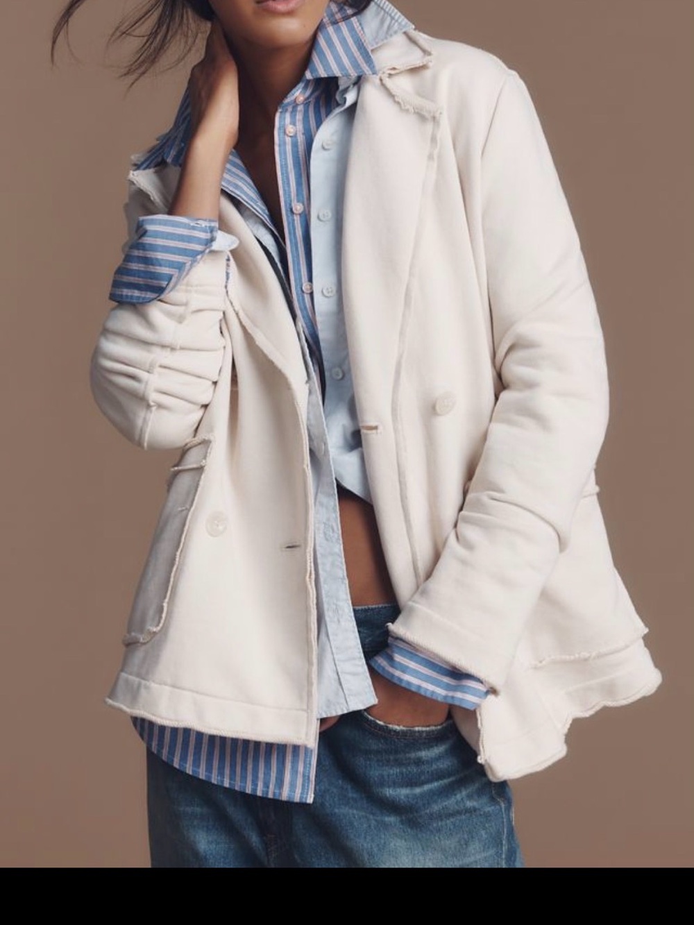 Pilcro Knit Peacoat in White Putty - Picture 2 of 4